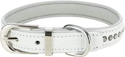 Trixie halsband hond active comfort met strass steentjes leer wit