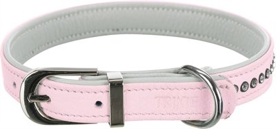 Trixie halsband hond active comfort met strass steentjes leer roze
