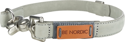 Trixie halsband hond be nordic leer grijs