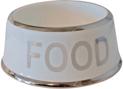 Voerbak hond food wit/zilver