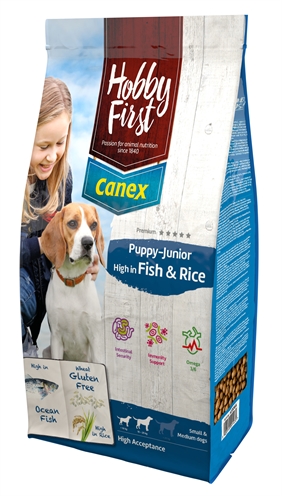 Hobbyfirst canex puppy/junior brocks rich in fish & rice