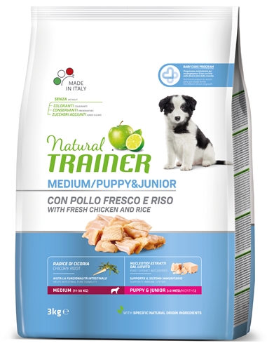 Natural trainer dog puppy / junior medium chicken